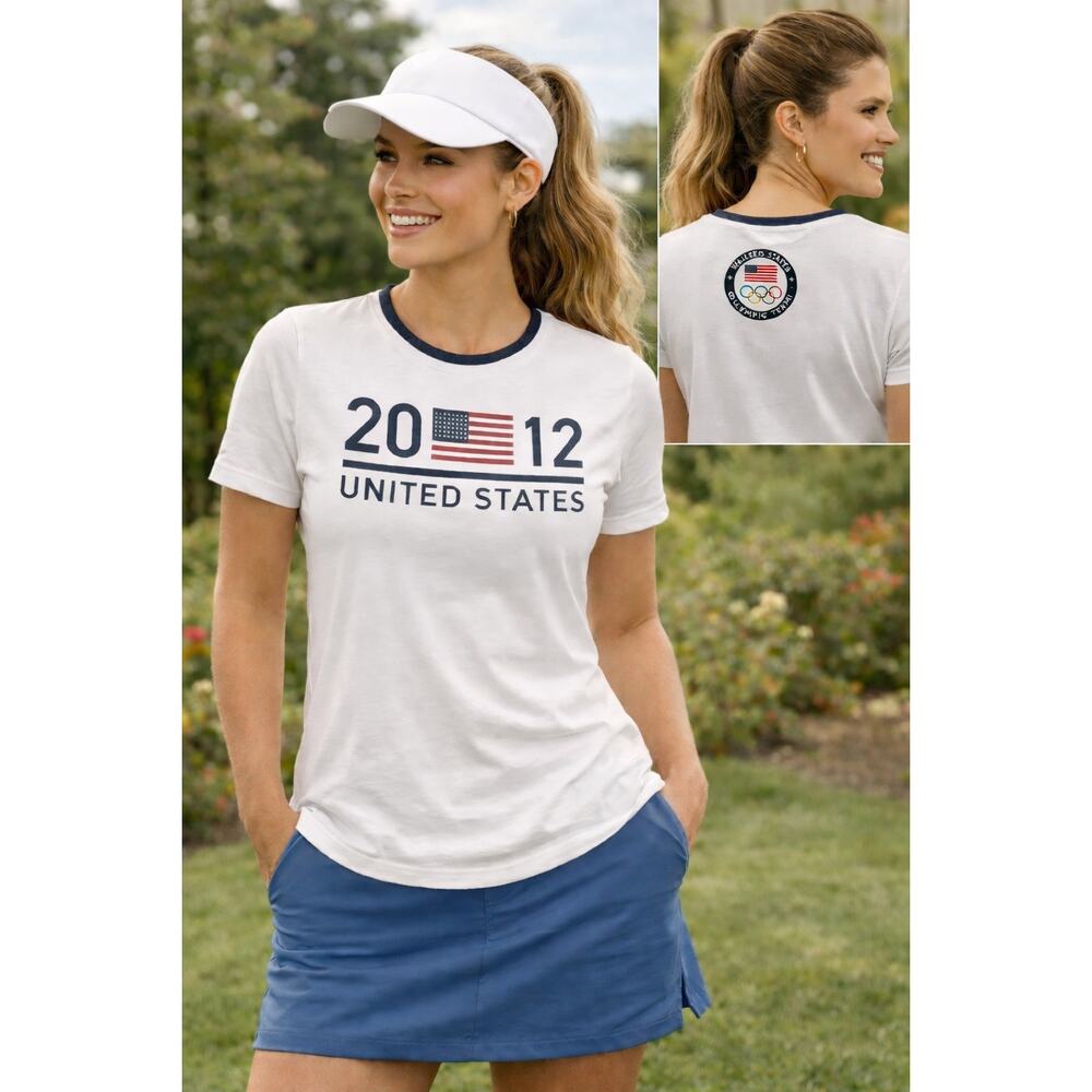 Ralph Lauren Women White T Shirt  Sz XL USA  2012 Olympic team Graphic t-shirt
